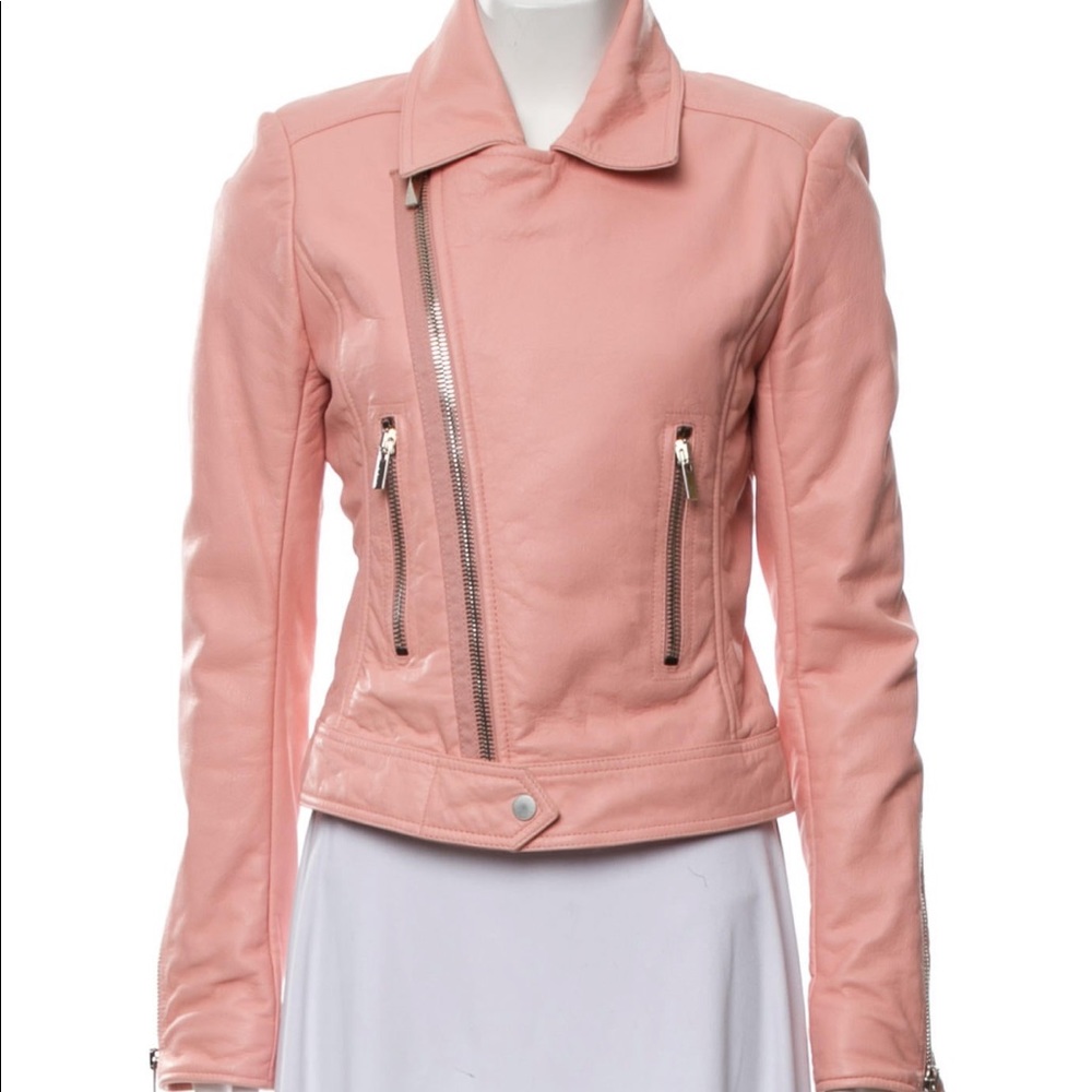 Balenciaga pink leather biker jacket - size FR40